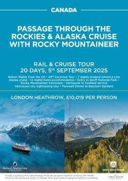 Passage through the Rockies & Alaska Cruise with Rocky Mountaineer September 2024 